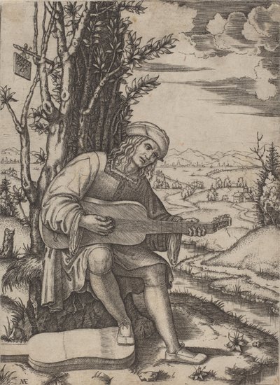 The Guitar Player by Marcantonio Raimondi